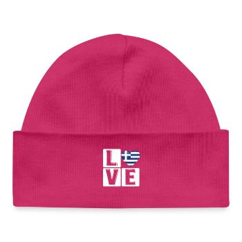 Love Greece Heart Flag - Baby Organic Beanie - hot pink - Front