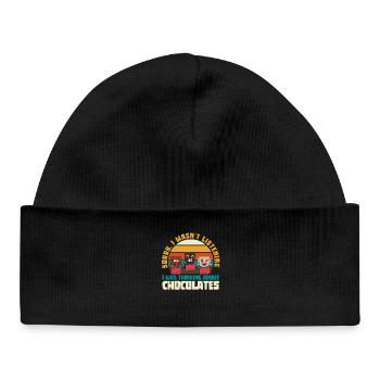 Retro Humor: Chocolate Bar Trio - Baby Organic Beanie - black - Front
