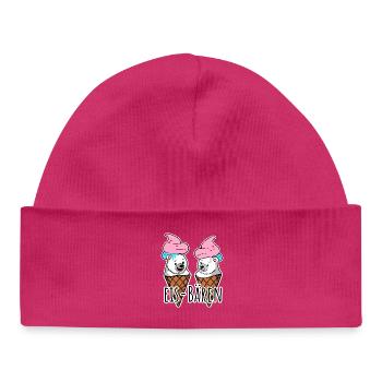 Zwei leckere Eis Bären an der Eisdiele - Baby Organic Mütze - hot Pink - Vorne