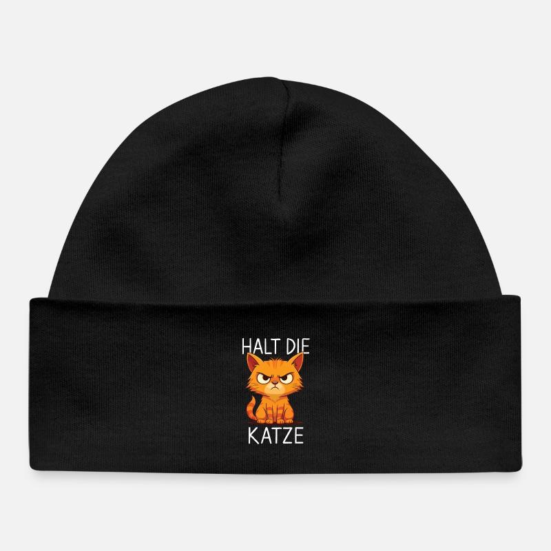 Hold the Cat Angry Cat Cartoon - Bonnet bébé bio - noir