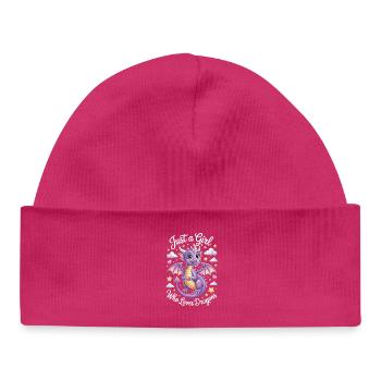 Juste une fille qui aime les dragons Chemise de dragon mignon - Bonnet bébé bio - hot pink - Devant