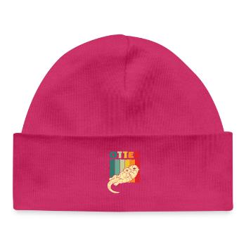 Retro Sea Otter Cartoon - Baby Organic Beanie - hot pink - Front