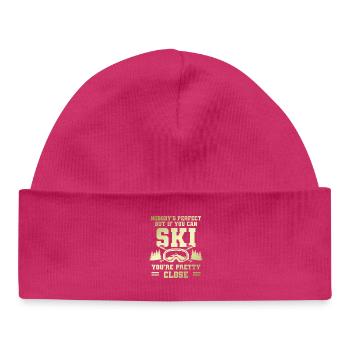 Personne n’est parfait Ski - Bonnet bébé bio - hot pink - Devant