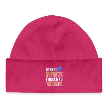 Fueled by Racing Forced into Day Job Humor - Baby Organic Beanie - hot pink - Front