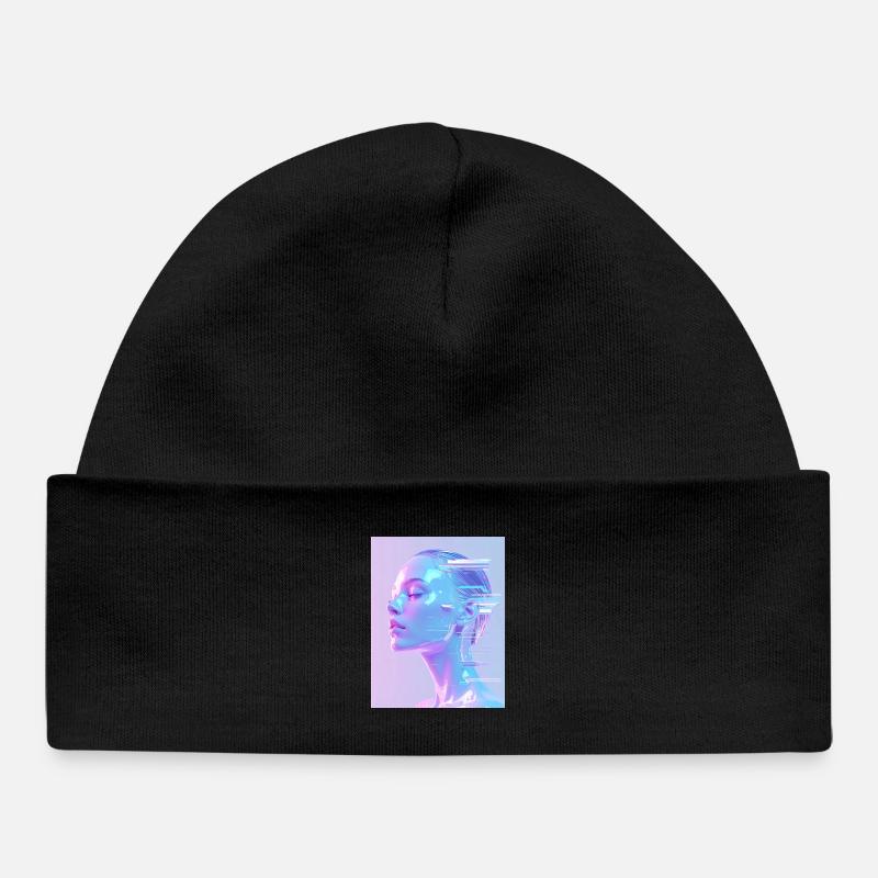 Portrait holographique Glitch - Bonnet bébé bio - noir