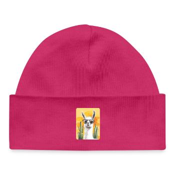 lama - Bonnet bébé bio - hot pink - Devant