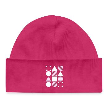 Geometric Grid in Black and White - Baby Organic Beanie - hot pink - Front
