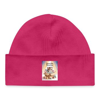 Chaton dans une boîte pour toujours - Bonnet bébé bio - hot pink - Devant