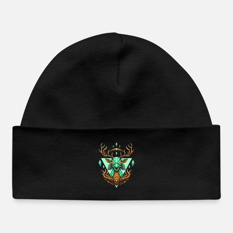 Cerf turquoise géométrique féerique - Bonnet bébé bio - noir
