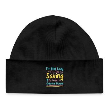Artist Painter Graphic Not Lazy Just Saving Arts - Baby Organic Beanie - black - Front