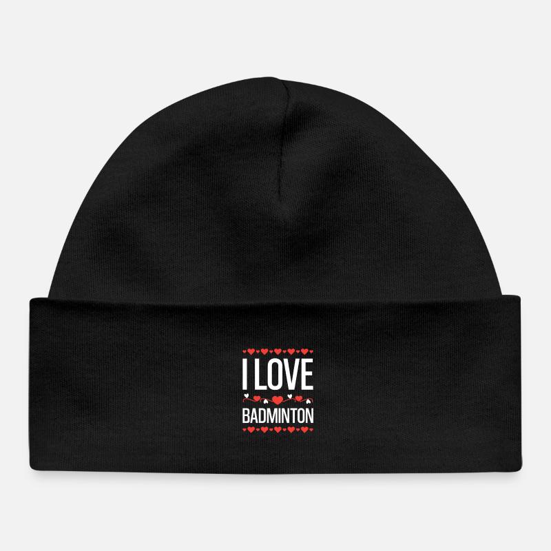 J’adore le design de cœur de badminton - Bonnet bébé bio - noir