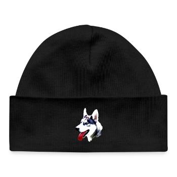 Tête de rauque avec langue rouge - Bonnet bébé bio - noir - Devant