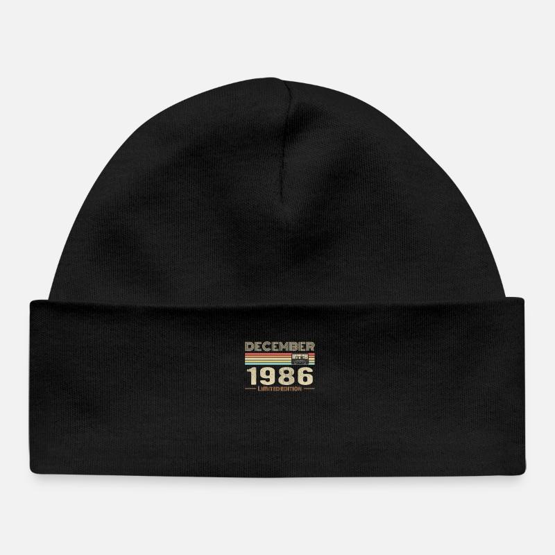 Décembre 1986 anniversaire Décembre 1986 Décembre - Bonnet bébé bio - noir