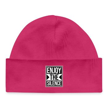 Enjoy The Silence Spruch Ruhe Stille Introvertiert - Baby Organic Mütze - hot Pink - Vorne