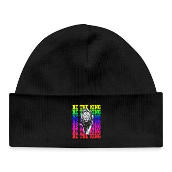 Be the King Rainbow Lion Motif Strong Animal - Baby Organic Beanie - black - Front