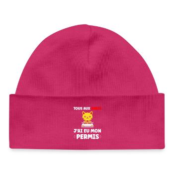 jeune permis, jeune conducteur, permis de conduire - Bonnet bébé bio - hot pink - Devant