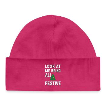 Regarde-moi être tout festif, arbre de Noël - Bonnet bébé bio - hot pink - Devant