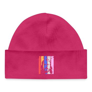 Jesus Vintage Retro Pop Art Porträt - Baby Organic Mütze - hot Pink - Vorne