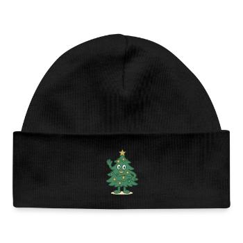 Funny Christmas Tree Cartoon Family Holiday - Baby Organic Beanie - black - Front