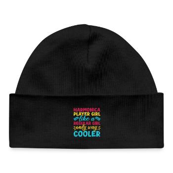 Funny Harmonica Player Girl Like A Regular Girl - Baby Organic Beanie - black - Front