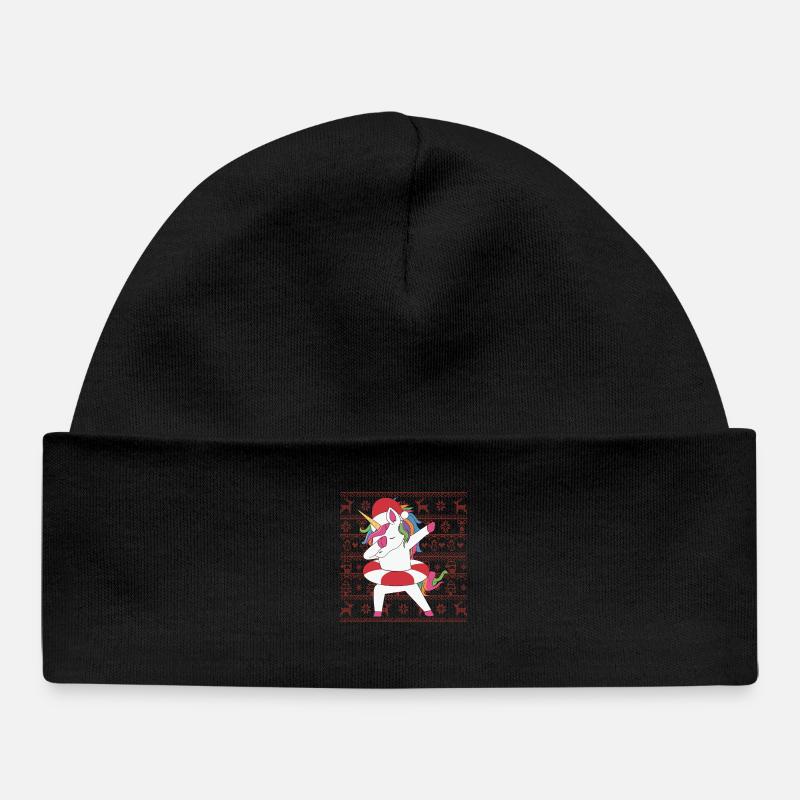 Humour Licorne Noël Pull Moche Dabbin Cadeau Drôle - Bonnet bébé bio - noir
