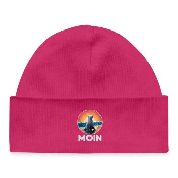 MOIN Seal North Sea Waves Sunset - Baby Organic Beanie - hot pink - Front