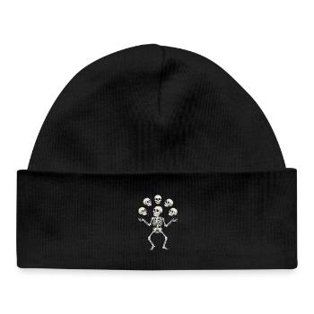 Skeleton juggling with skulls art - Baby Organic Beanie - black - Front