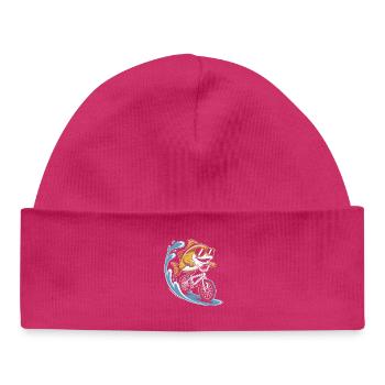 Poisson avec des lunettes de soleil sur un vélo - Bonnet bébé bio - hot pink - Devant