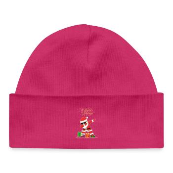 Drôle de Père Noël qui tamponne la neige - Bonnet bébé bio - hot pink - Devant