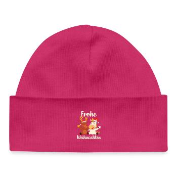 Joyeux Noël Renne Licorne Veille de Noël - Bonnet bébé bio - hot pink - Devant