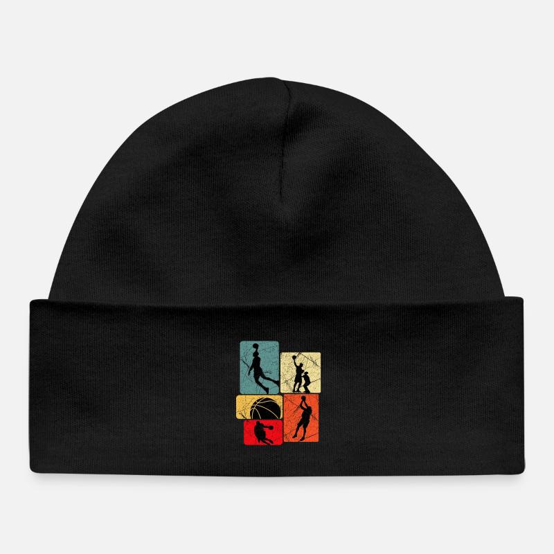 Grille de silhouettes de basketball - Bonnet bébé bio - noir