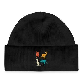 Kangaroo quartet in a variety of colours - Baby Organic Beanie - black - Front