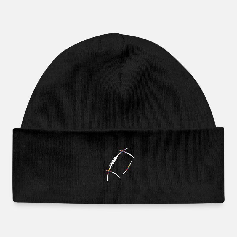 ballon de rugby éclat de couleurs  - Bonnet bébé bio - noir