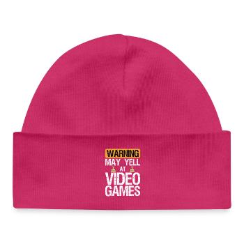 Warning May Yell at Play Video Games Gamer Gaming - Baby Organic Mütze - hot Pink - Vorne