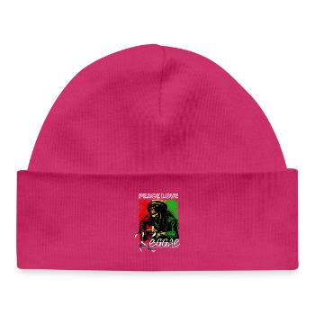 Peace Love Reggae Rastafari Guitar - Baby Organic Beanie - hot pink - Front
