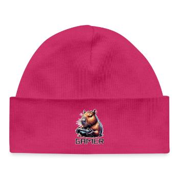 Capybara Gamer – Lustiges Gaming Zocker - Baby Organic Mütze - hot Pink - Vorne
