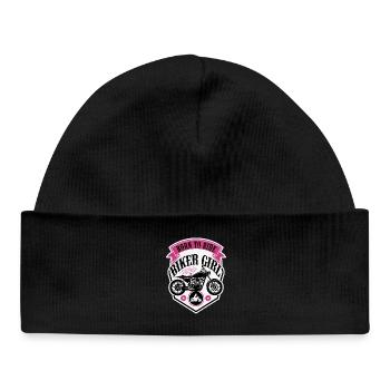 Biker Girl Motorcycle Shield - Baby Organic Mütze - Schwarz - Vorne