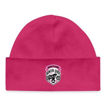 Biker Girl Motorcycle Shield - Baby Organic Mütze - hot Pink - Vorne