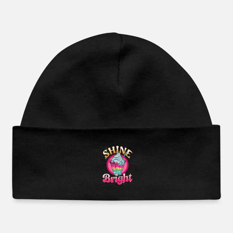  Shine Bright Bunter Eisbecher Regenbogen Dessert - Baby Organic Mütze - Schwarz