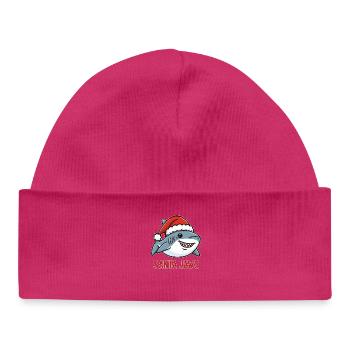 Santa Jaws lustiges Weihnachts Hai Design - Baby Organic Mütze - hot Pink - Vorne