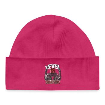 Level 18 Complete Gamer Geburtstagsdesign - Baby Organic Mütze - hot Pink - Vorne