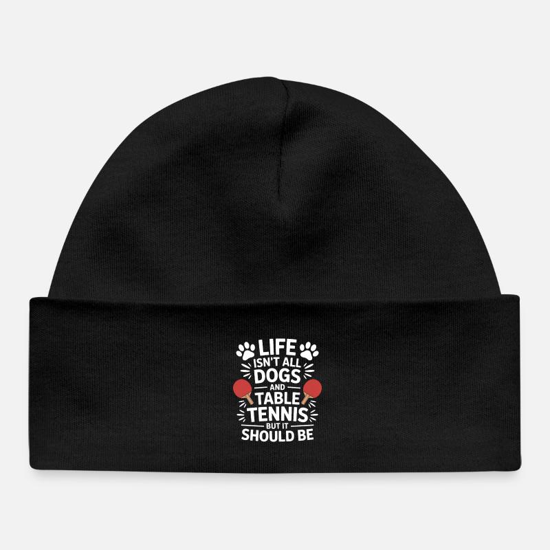 Cadeau de plaisanterie de tennis de table avec des mots de chien - Bonnet bébé bio - noir