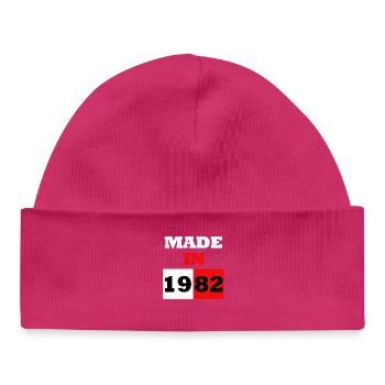 Made In 1982 Birthday - Vintage 80s - Baby Organic Beanie - hot pink - Front