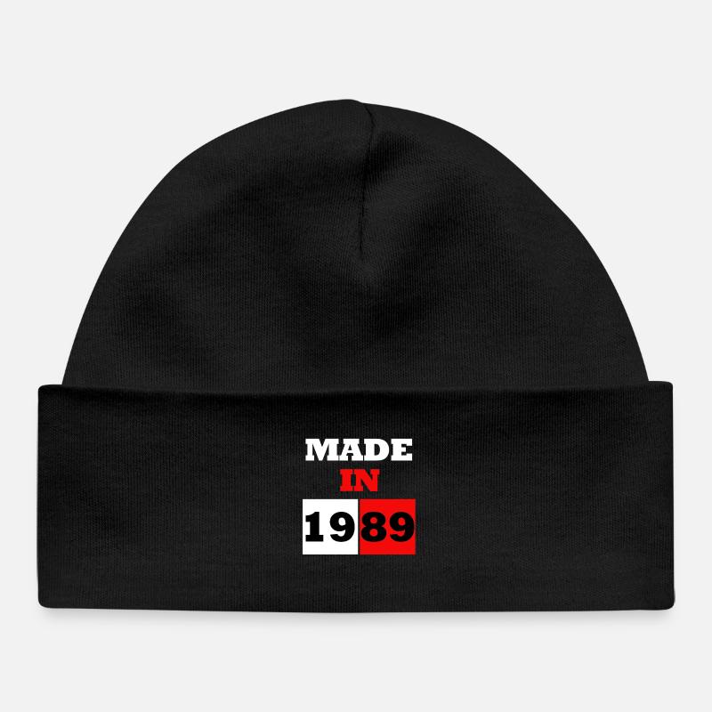Made In 1989 Anniversaire Typographie Vintage - Bonnet bébé bio - noir