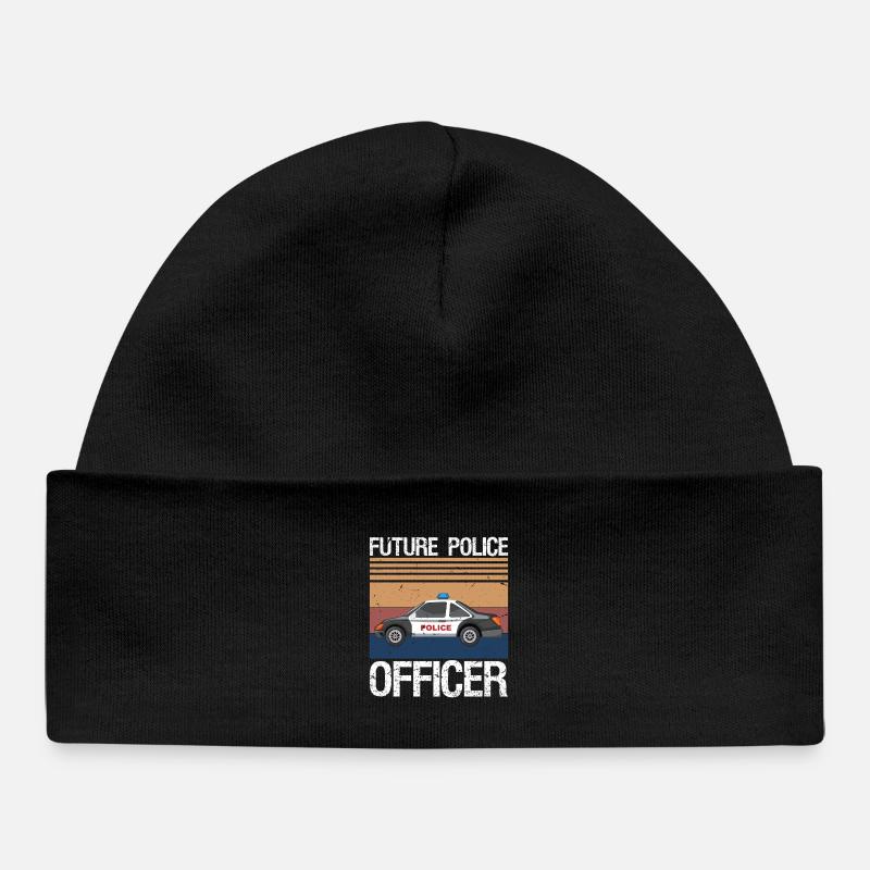 Future policière, policière, policière, - Bonnet bébé bio - noir