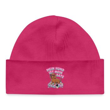 Mon chien est mon rendez-vous (humour allemand pour la Saint-Valentin) - Bonnet bébé bio - hot pink - Devant