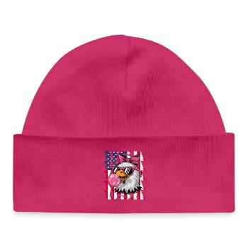 USA Eagle With Sunglasses Bubblegum Pink - Baby Organic Beanie - hot pink - Front