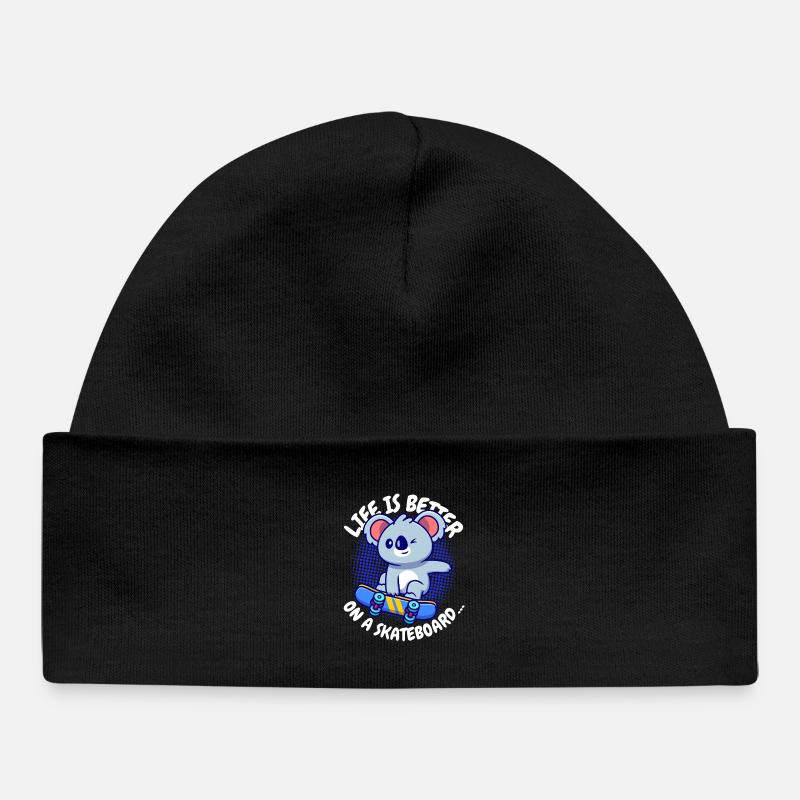 Koala Skateboard Joie de vivre - Bonnet bébé bio - noir