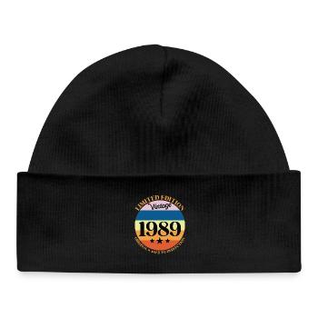 1989 Vintage Birthday Gift 89 - Baby Organic Beanie - black - Front