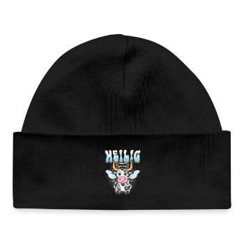 Sacred Cow with Halo and Wings - Baby Organic Beanie - black - Front